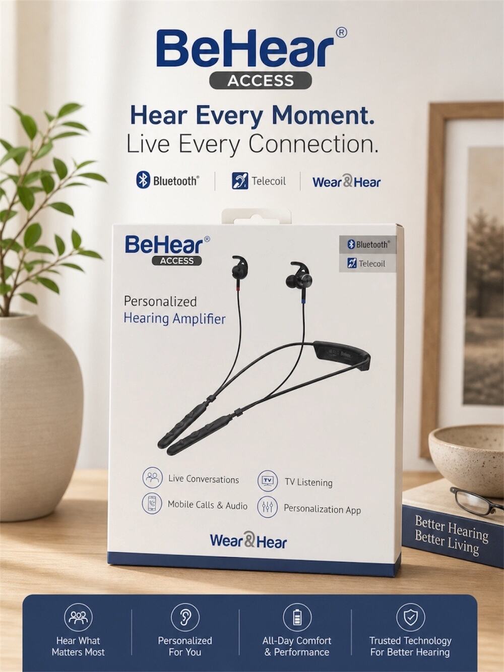BeHear ACCESS Personalized Hearing Amplifier - New In Box